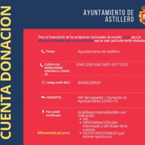 El Ayuntamiento de Astillero habilita una cuenta corriente para donaciones con el fin de ayudar en la lucha contra el coronavirus